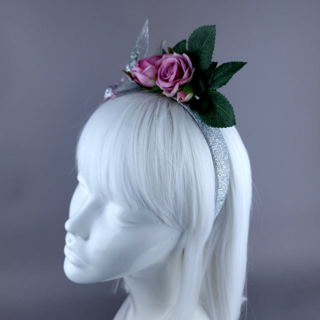 "Musette" Hummingbird Pink Roses Flower Crown