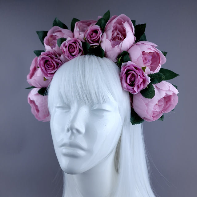 "Valonia" Pink Roses Flower Crown
