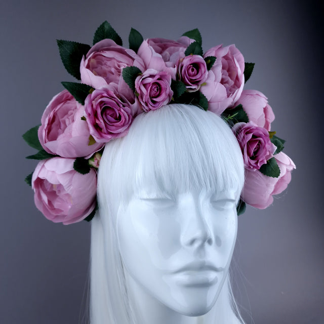 "Valonia" Pink Roses Flower Crown