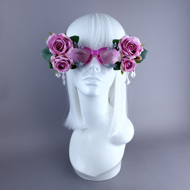 "Raysel" Pink Rose, Filigree & Beading Pink Sunglasses