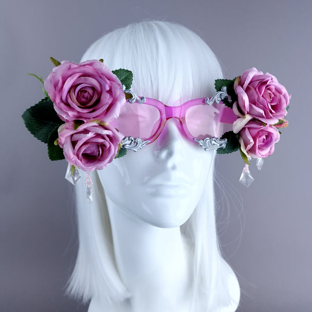 "Raysel" Pink Rose, Filigree & Beading Pink Sunglasses