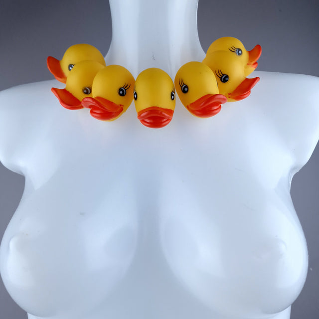 "Quackers" Yellow Bath Duck Heads Neckpiece