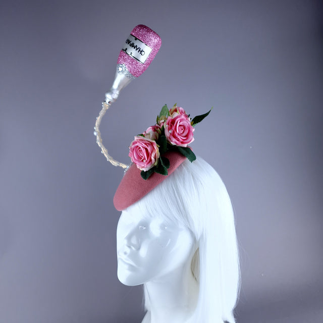 "Soiree" Pink Champagne, Roses & Pearls Fascinator Hat