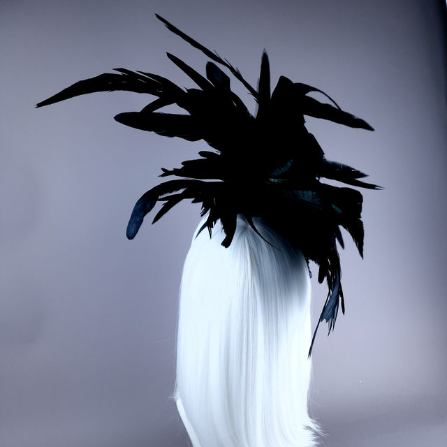 "Roo 2" Black Feather Headdress Fascinator Hat