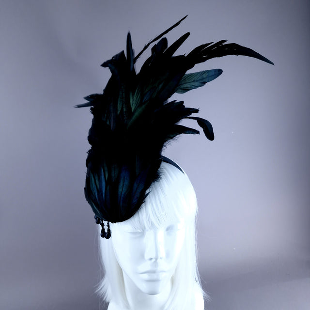 "Roo 2" Black Feather Headdress Fascinator Hat