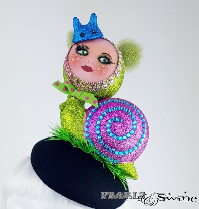 Hand blocked doll face snail hat