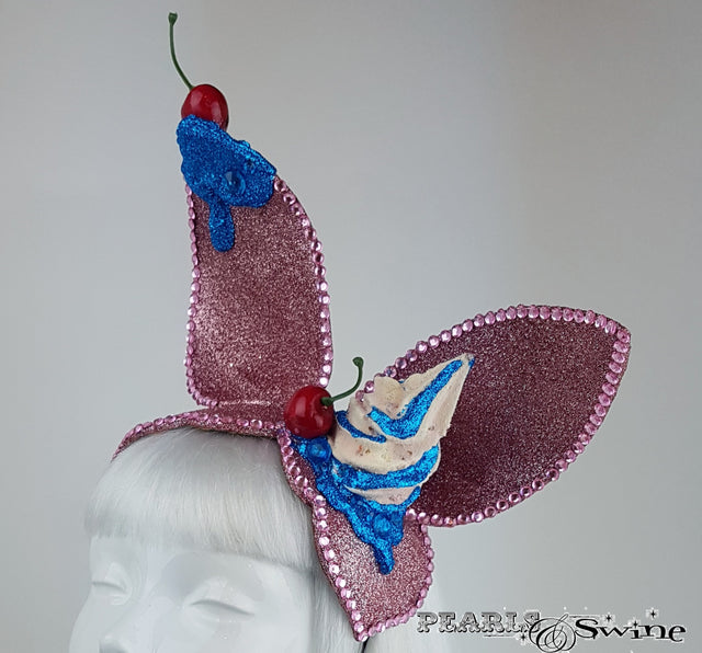 Quirky glittering pink ice cream hat
