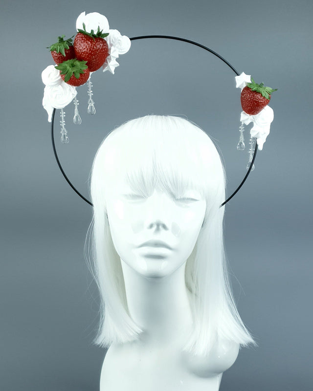 Pearls & Swine: Strawberry & Cream Halo Headdress with Beading "Yumi"