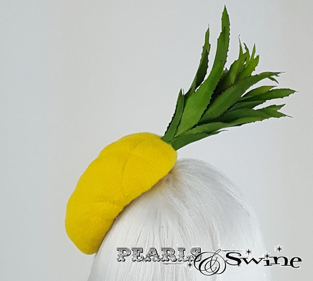 Chic and vibrant yellow pineapple felt hat