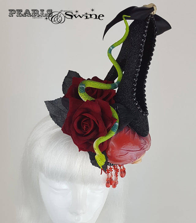 goth fascinator anatomical heart snake heel