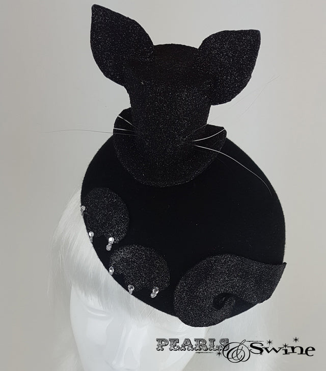 Black glitter mini top hat for crazy cat ladies UK