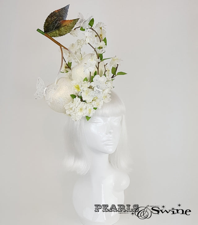 giant cherry blossom white bridal headpiece
