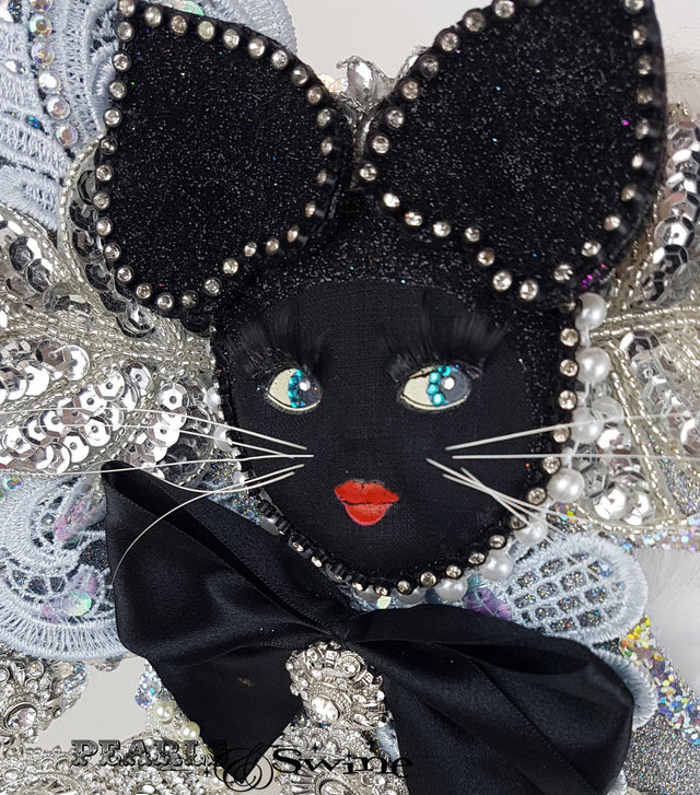 Jewel cat half mask fascinator UK