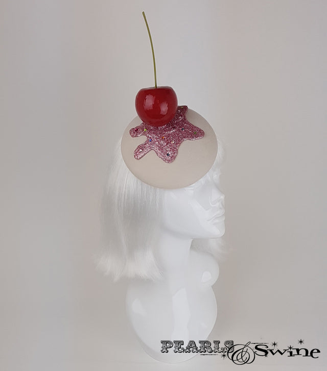 Giant Cherry Cupcake Glitter Hat millinery for sale UK