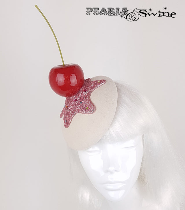 Giant Cherry Cupcake Glitter surreal Hat 