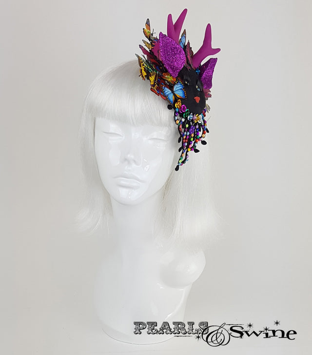 doll face fascinator butterfly antler