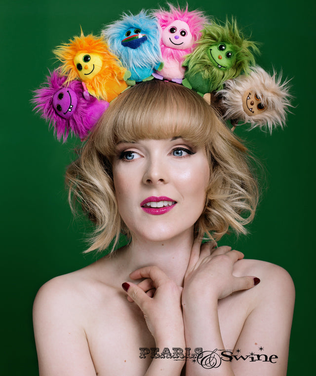 Fluffy Colourful Monster Headdress UK millinery