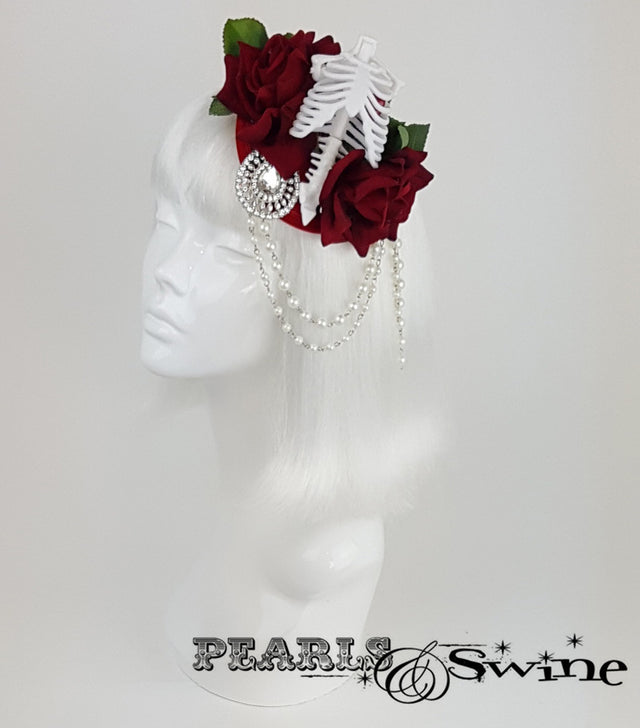 Gothic Rose & Skeleton Fascinator, halloween hats for sale UK