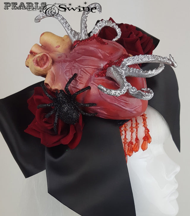 halloween goth hat anatomical heart bow tentacles.