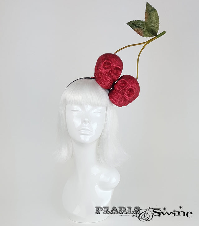 giant red glitter cherry skull headpiece, Hats for sale uk