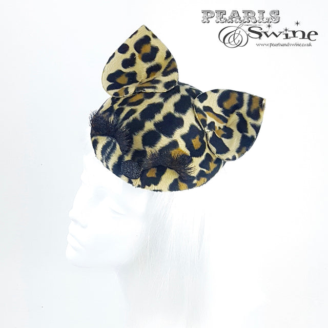 Leopard print hat, cat ears