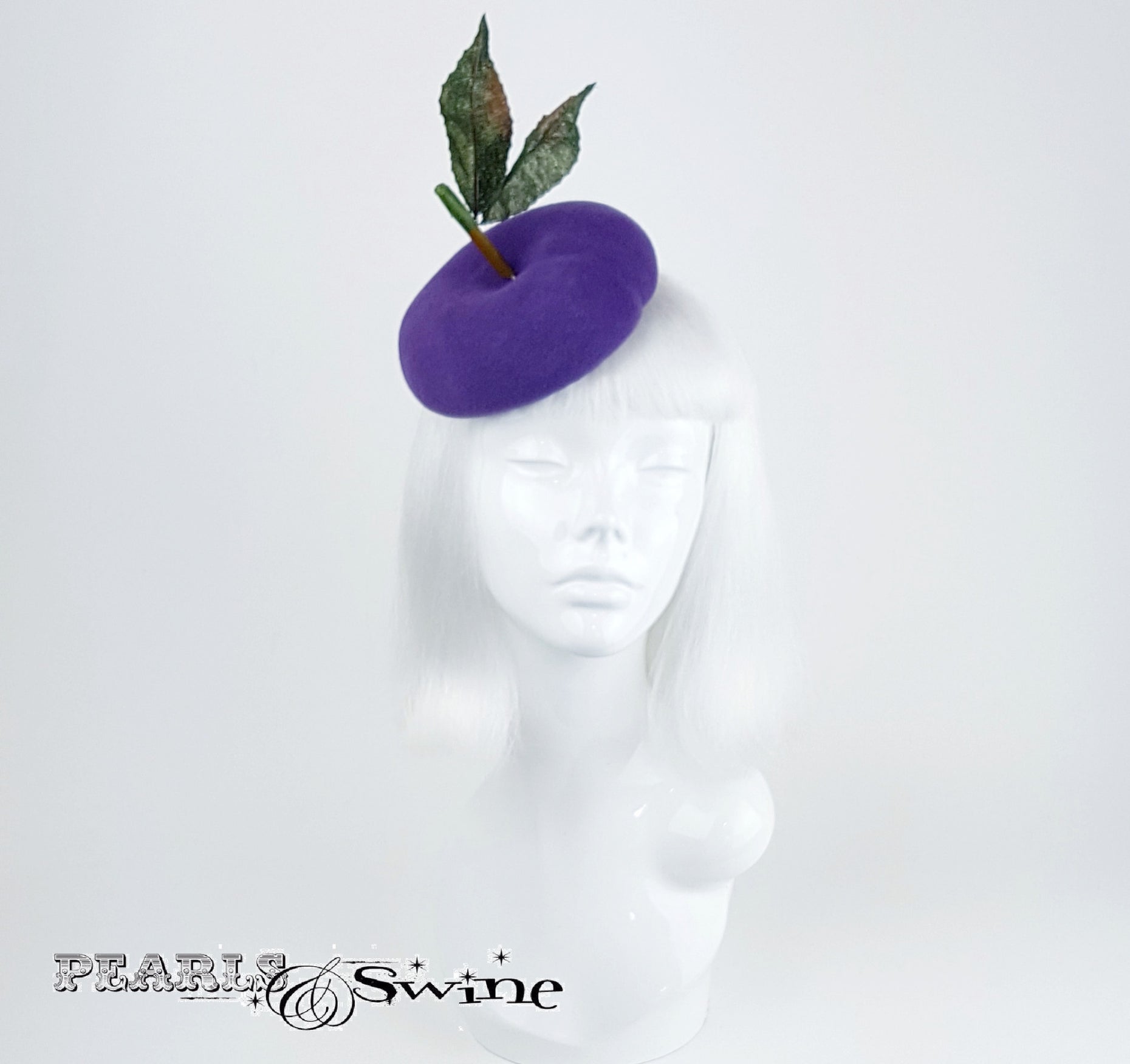 "Victoria" Purple Plum Fruit Hat Pearls & Swine
