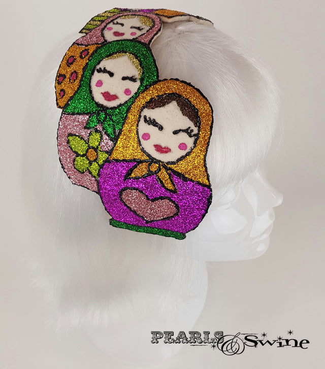 Colourful Glitter Russian Doll vintage style Hat