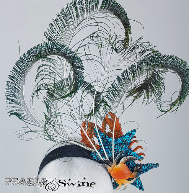 Peacock feathers and lobster headband
