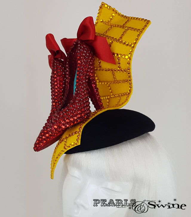 Wizard of Oz Ruby Slippers Hat, high heels headpiece