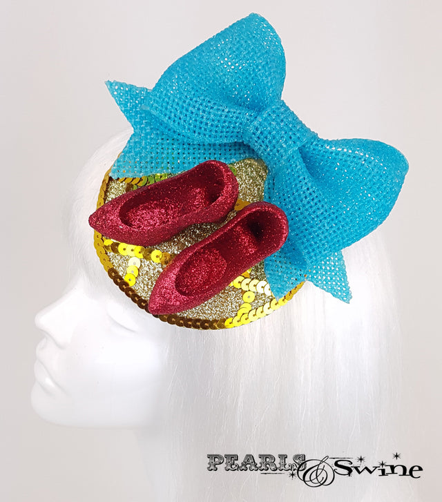 Wizard of Oz Ruby Slippers yellow brick road inspired fascinator