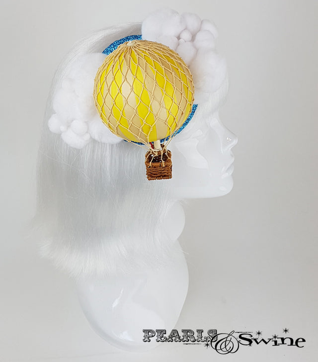 yellow hot air balloon glitter headpiece